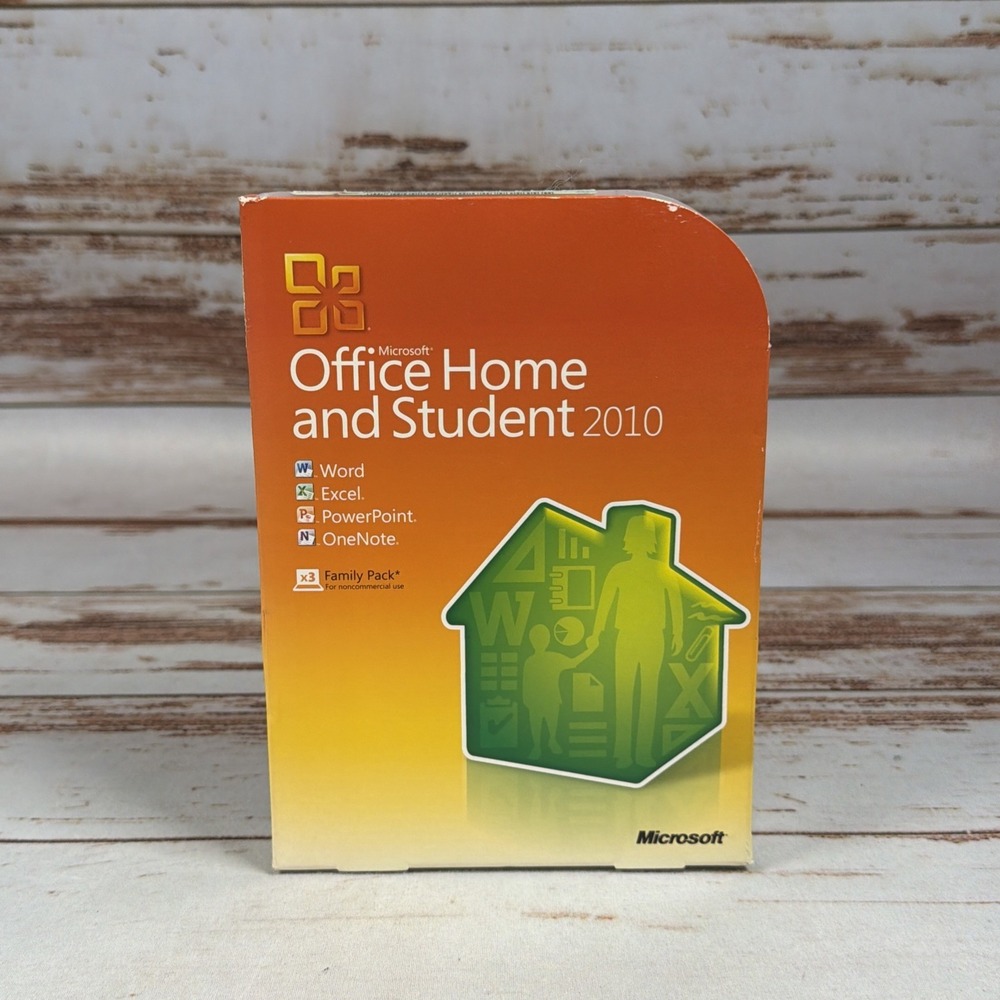 Microsoft Office 2010 Home & Student Family Pack Disc w/ Product Key 3 PCs